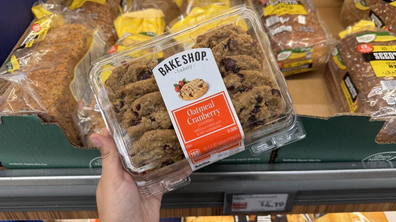 Aldi oatmeal cranberry cookies on shelf