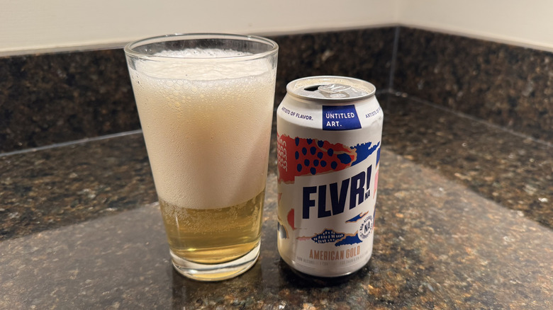 Untitled Art FLVR! American Gold beer on counter