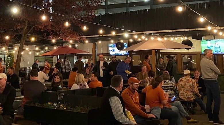 Scholz Garten outdoor beer garden at night