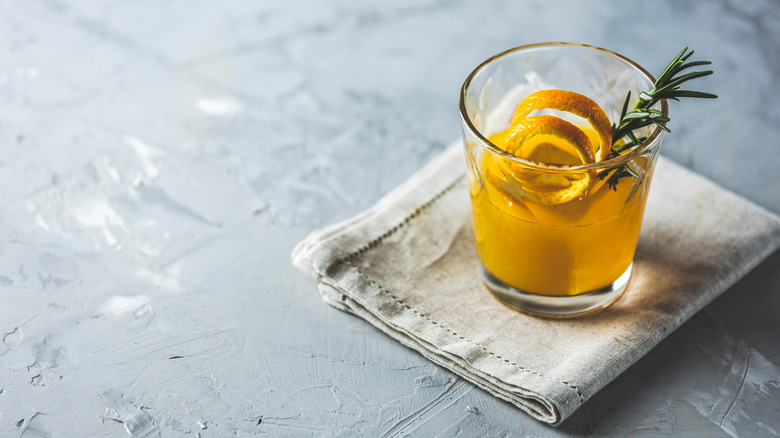 glass with lemon peel
