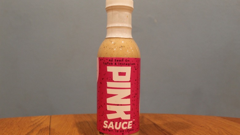 TikTok pink sauce on wooden table