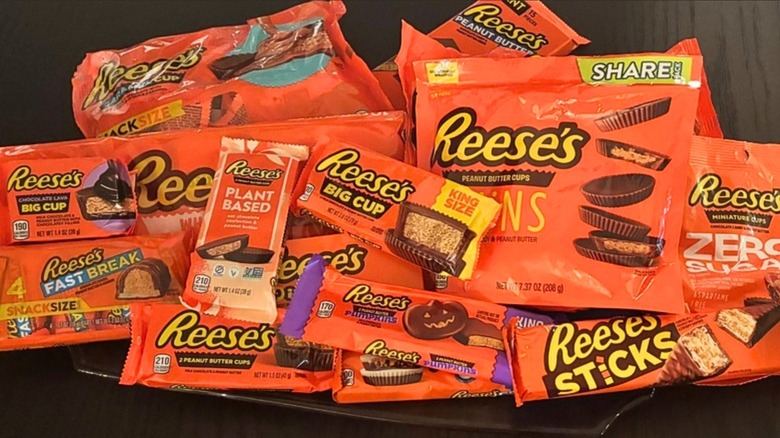 A pile of various Reese's candies