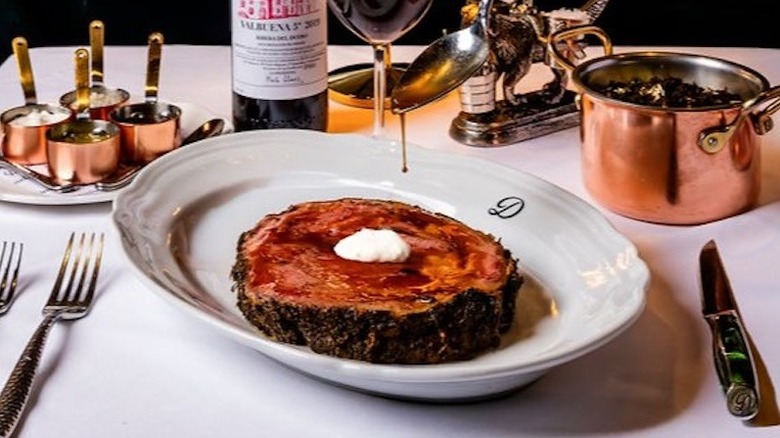 A slice of prime rib on a plate at Daniel's Steakhouse