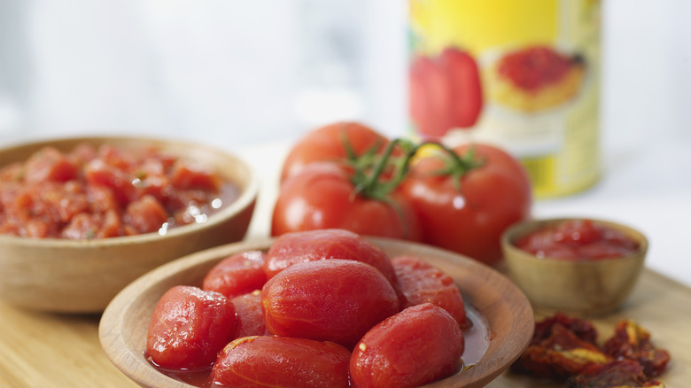 cooked tomatoes and tomato sauce