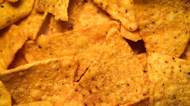 Closeup of tortilla chips.