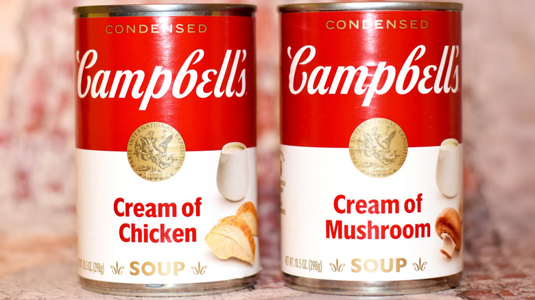 Two cans of Campbell's condensed soup