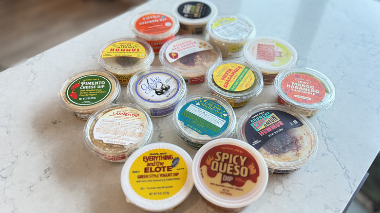 15 Trader Joe's dips sit on a counter