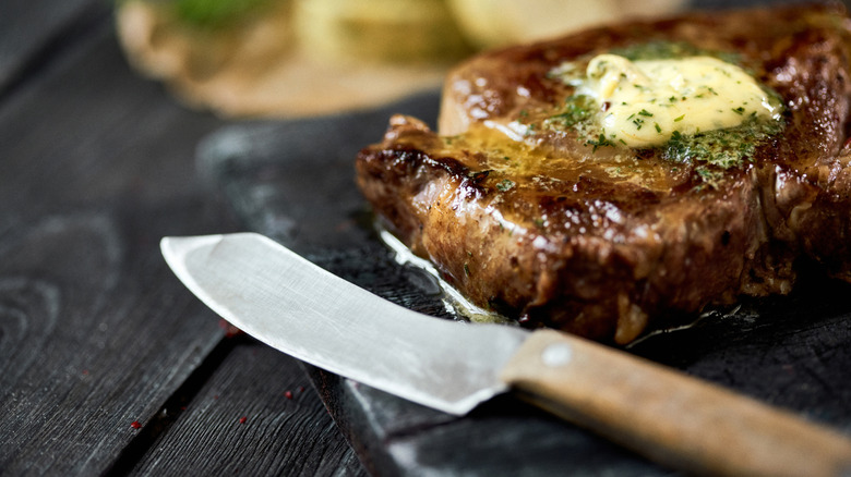 steak with butter melting on top