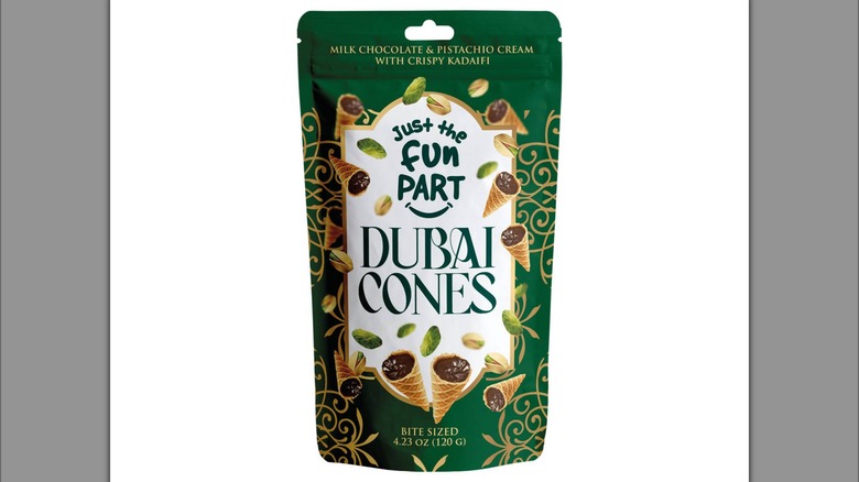 A package of chocolate filled waffle cones