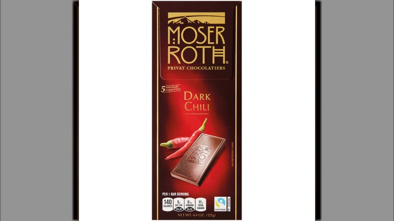 A chili and dark chocolate bar made by Moser Roth