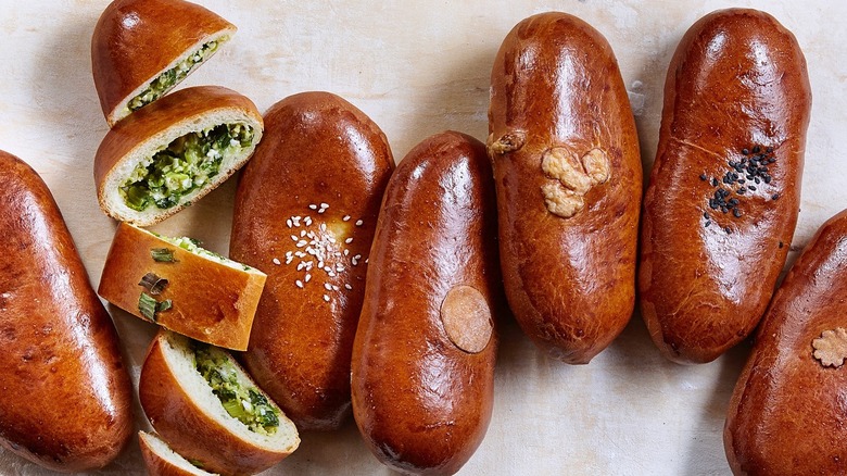 piroshki meat pies on parchment