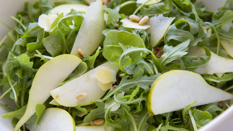 Arugula, pear, and pine nut salad