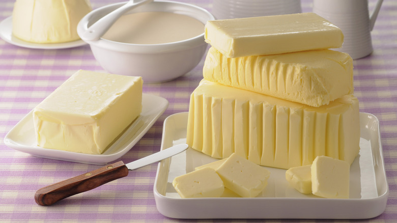 Several stacks of butter