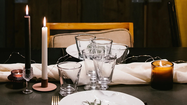 Mismatched set of wine glasses on a table