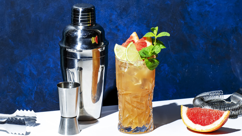Zombie drink with martini shaker