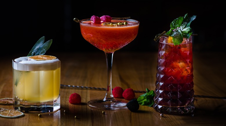 Assortment of different cocktails