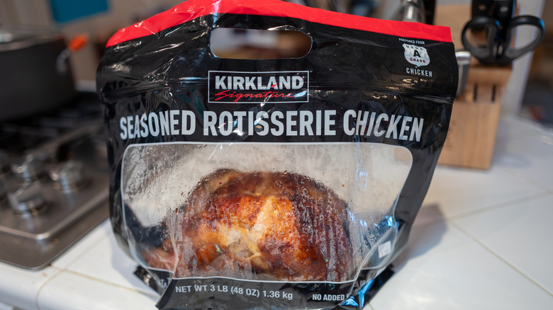 Costco rotisserie chicken on a countertop