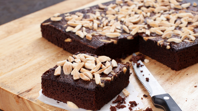 Brownies with nuts on top