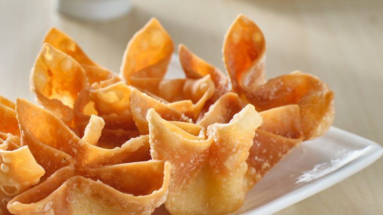 fried wontons on white plate