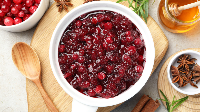 Cranberry sauce in a bowl