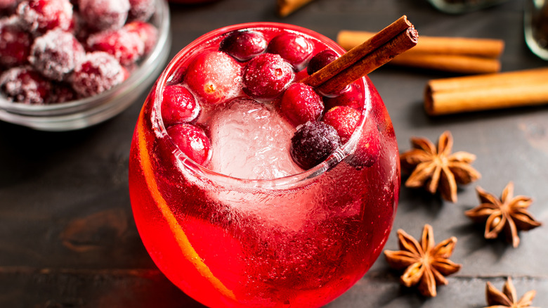 Cranberry bourbon cocktail with anise pods