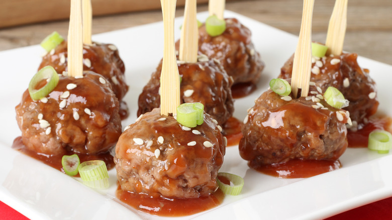 Cocktail meatballs on a plate