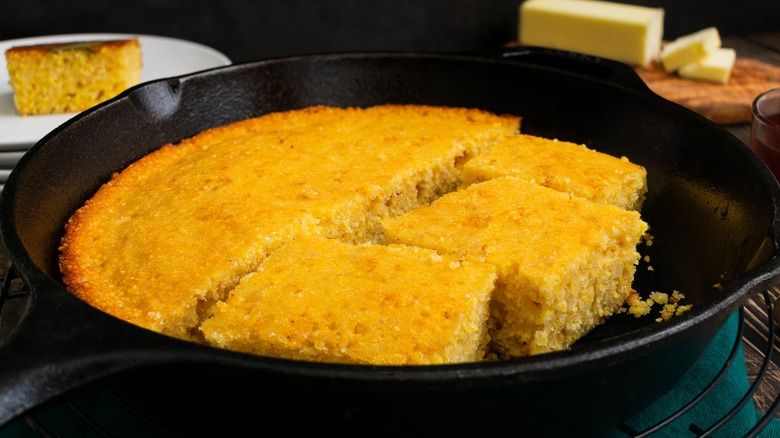Cornbread in a skillet