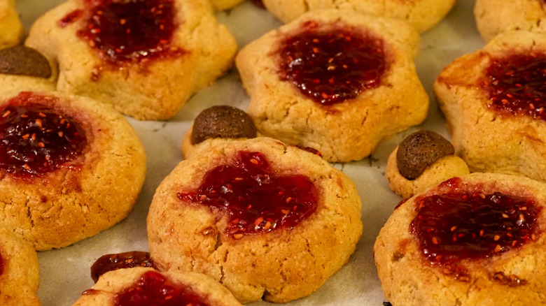 Thumbprint cookies with seedy jam