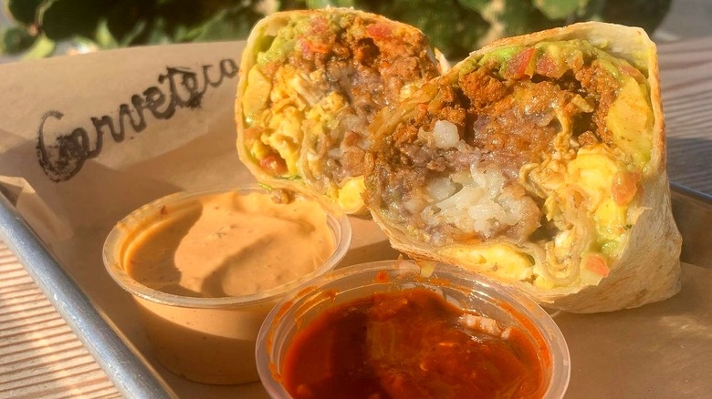 A loaded breakfast burrito from Cerveteca