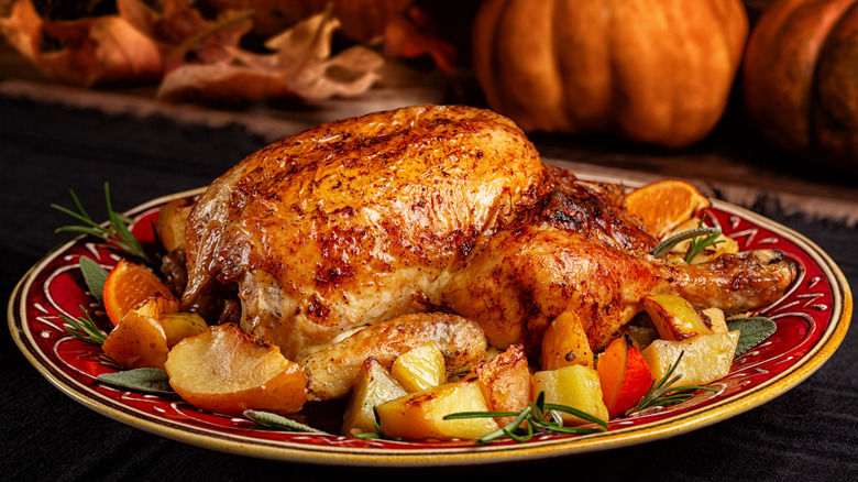 Apple stuffing with whole chicken
