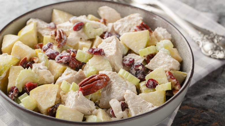 Chicken salad with fruit and pecans