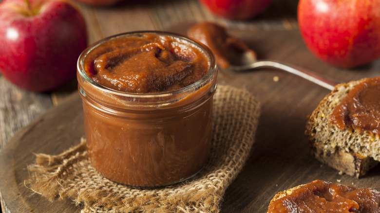 Apple butter with slices of bread