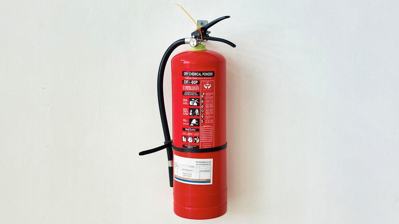 Fire extinguishers white background