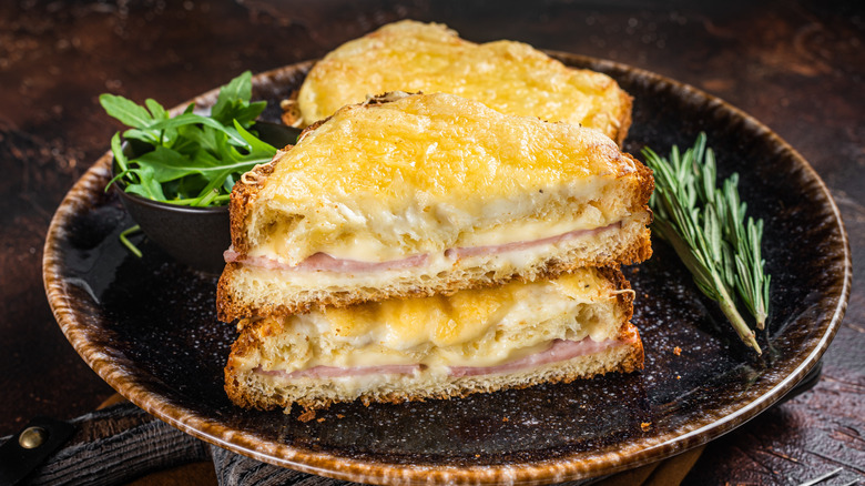 A croque monsieur sandwich on a plate