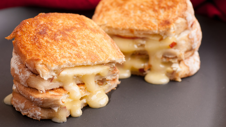 A grilled cheese sandwich with brie and apples