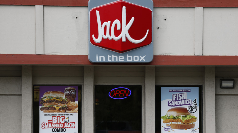 The exterior of a Jack in the Box restaurant