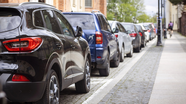 cars parked along street