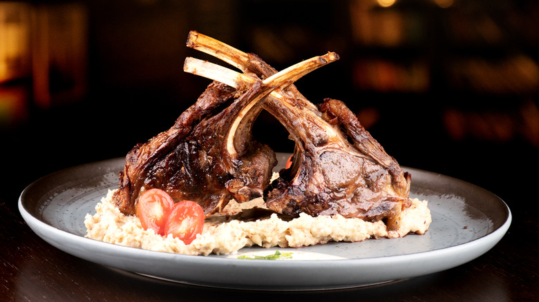 grilled rack of lamb and potatoes