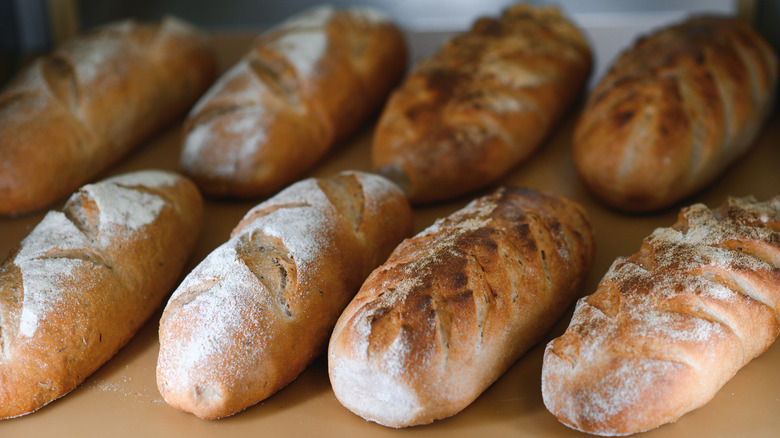 Freshly baked loaves of bread