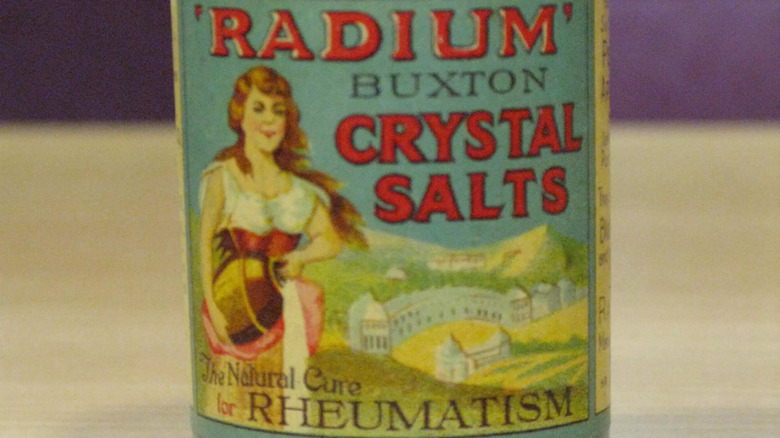 Close up on a bottle of radium salts