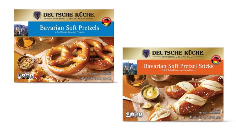 two boxes of Bavarian soft pretzels