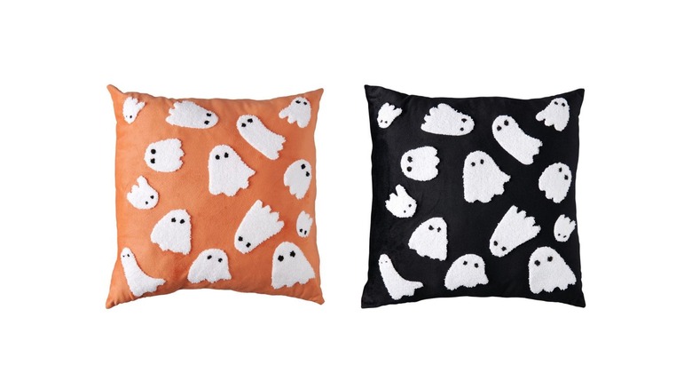 one orange and one black pillow