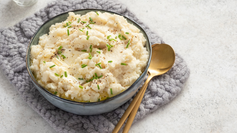 mashed cauliflower rice in a bowl