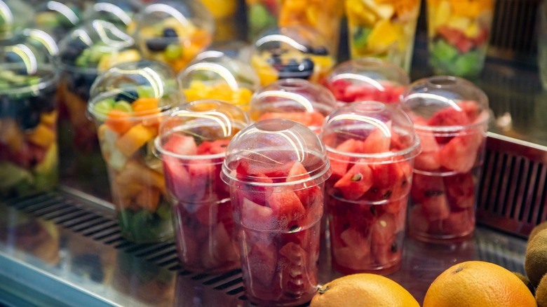 Fruit cups in a grocery store