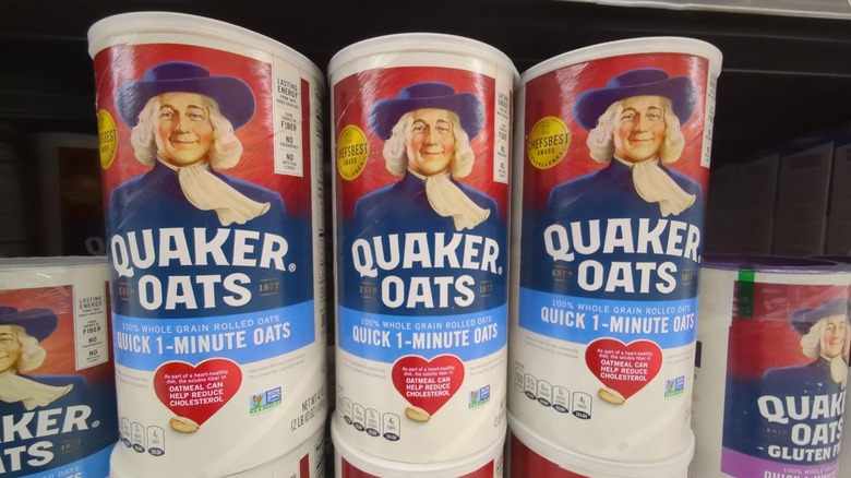 Quaker oats tubs at a grocery store