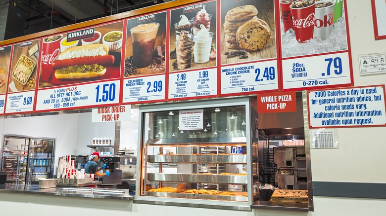 The Costco food court menu and counter