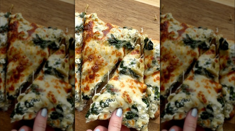 Cottage cheese and spinach pizza