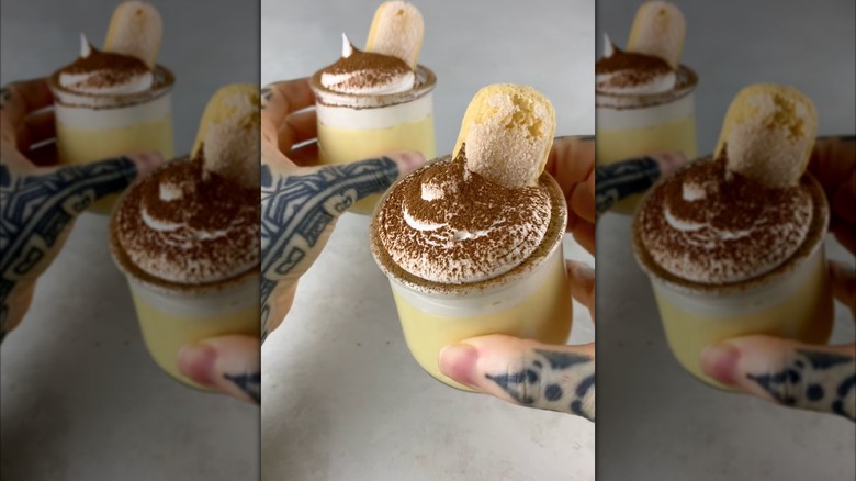 Cups of cottage cheese pudding