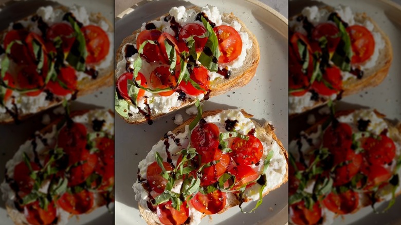 Caprese cottage cheese toast