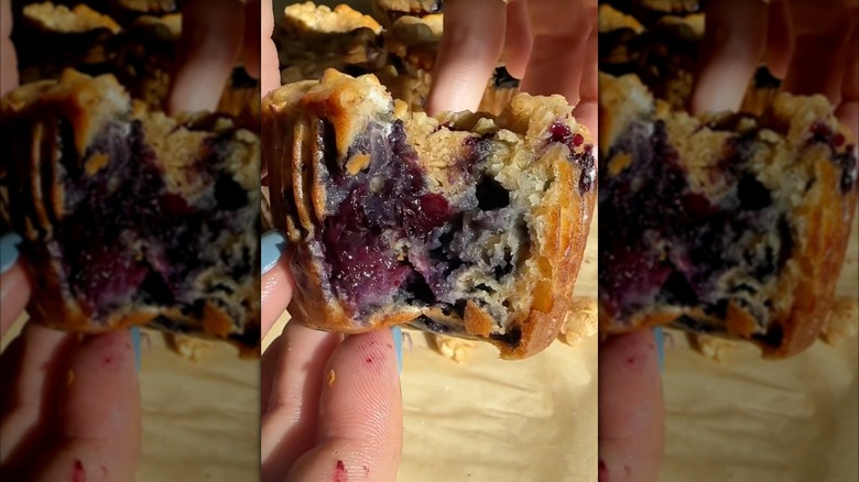 Close up of blueberry muffins